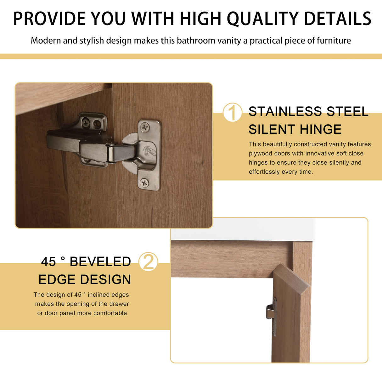 Malwee 48 Inch Floating Bathroom Vanity with Sink, 48'' Single Sink Wall Mounted Bathroom Vanity, with 2 Doors and White Resin Basin Sink Top (035-48) Malwee