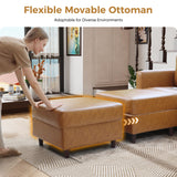 ABCASA Oversized Modular Sectional Sofa, 118.5" Faux Leather 6 Seater U Shaped Couch with Movable Ottoman and Storage Seat with Reversible Chaise Deep Seat for Living Room Brown ABCASA