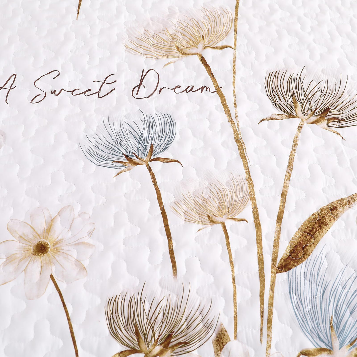 Dinjoy Floral Quilt Set Queen,Beige/Khaki Bedspread Queen Size 3 Pieces Lightweight Fall Quilts Microfiber Farmhouse Bedding Set Soft Flower Bedspreads White Coverlet Sets for All Seasons Dinjoy