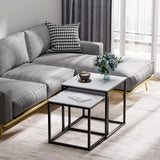 VILAWLENCE Coffee Table Set of 2, Modern Black Wooden Side Table, Metal Frame Square End Table, Center Tables,Nesting Coffee Table for Living Room,Bedroom and Small Spaces VILAWLENCE