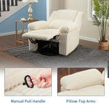Garvee Corduroy Recliner Chair, Manual Recliner Sofa with Handle, Pillow Top Arms, Thick Padding, Side Pocket, 330Lbs Capacity, Adjustable Recliner for Living Room, Bedroom, Home Theater, White Garvee