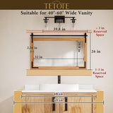 TETOTE Farmhouse Barn Door White Wood Mirror for Bathroom Wall 40” x 26” Waterproof Natural Solid Wooden Framed Rectangle Vanity Mirror Wall Mounted, Fully Assembled TETOTE