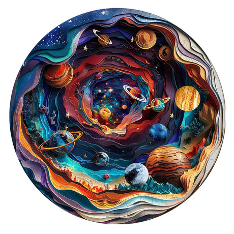 Wooden Puzzle for Adults-3D Visual Effect UniverseUnique Shape Advanced Wooden Jigsaw Puzzle for Adults and Kids,Best Gift,Wood Puzzles,Challenge Wooden Jigsaw Puzzle (Universe, Small) Welsky