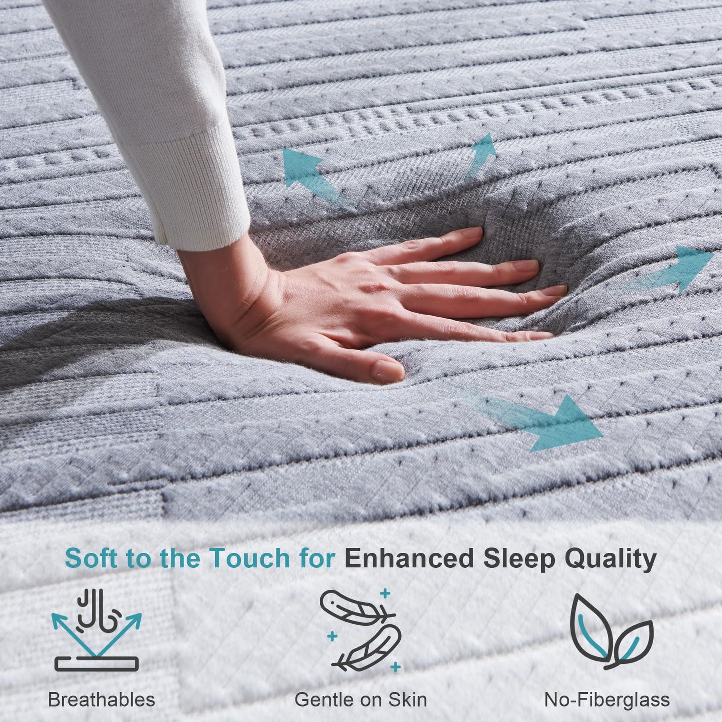 Twolike Queen Size Mattress,14-Inch Queen Foam Mattress in Box,Edges Support for Sleep Supportive,60" X 80" X 14",Grey