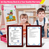 FUNLIO Kids Art Easel, 3 Height Adjustable for Kids Aged 2-8, Toddler Easel with Paper Roll, Anti-Warp & Magnetic Chalkboard/Whiteboard, All-in-One Standing Easel with Erasable Frame (Pink) FUNLIO