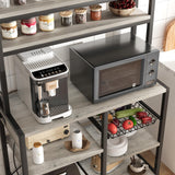 IDEALHOUSE Rustic Gray Bakers Rack with Power Outlet and Large Storage Capacity IDEALHOUSE