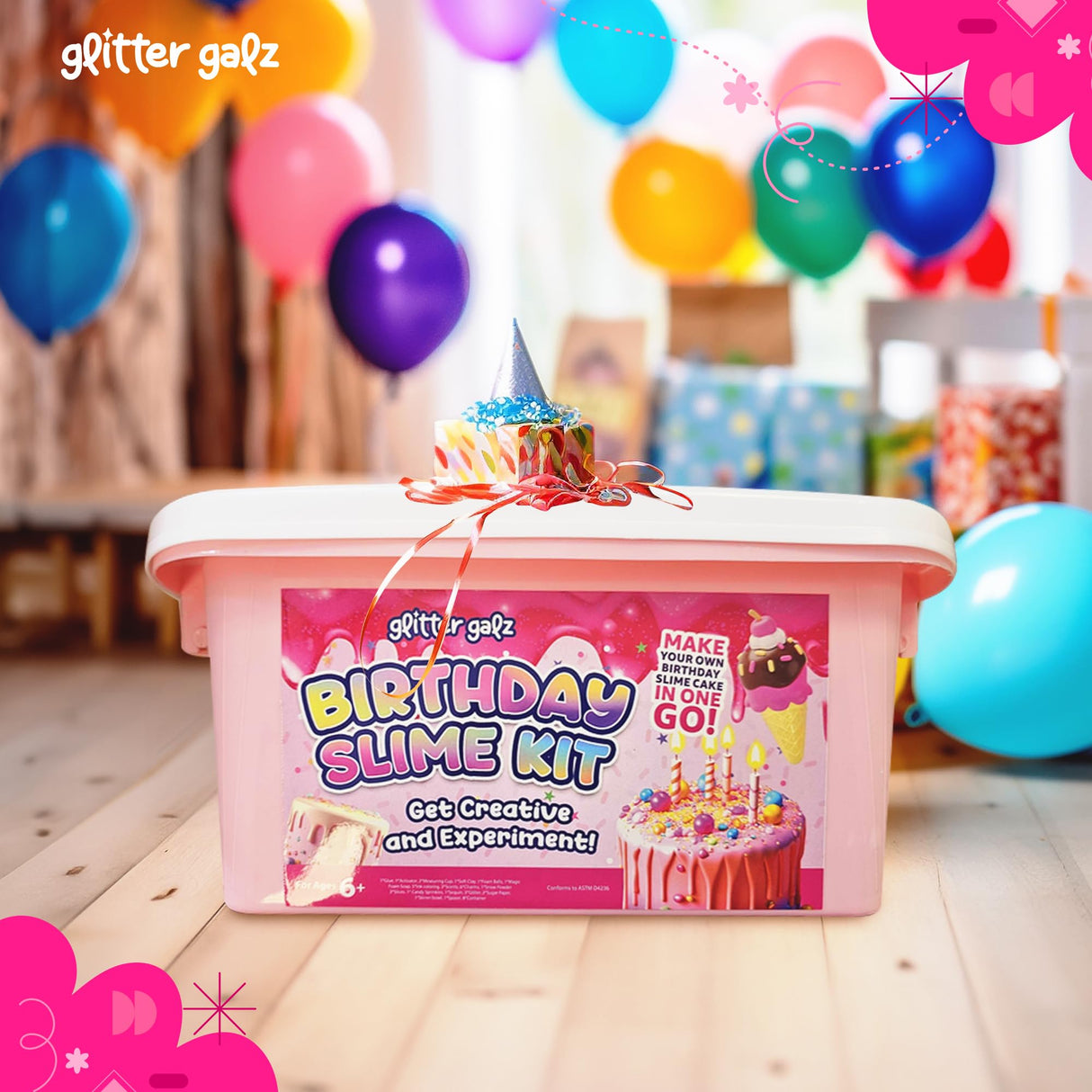 Glitter Galz 42-Piece Slime Kit for Kids Ages 6 8 10 12 + DIY Slime Birthday Party Slime Favors Activity Making Kit - Includes Sprinkles, Scents, Glitters, Powders, and Storage Container Glitter Galz