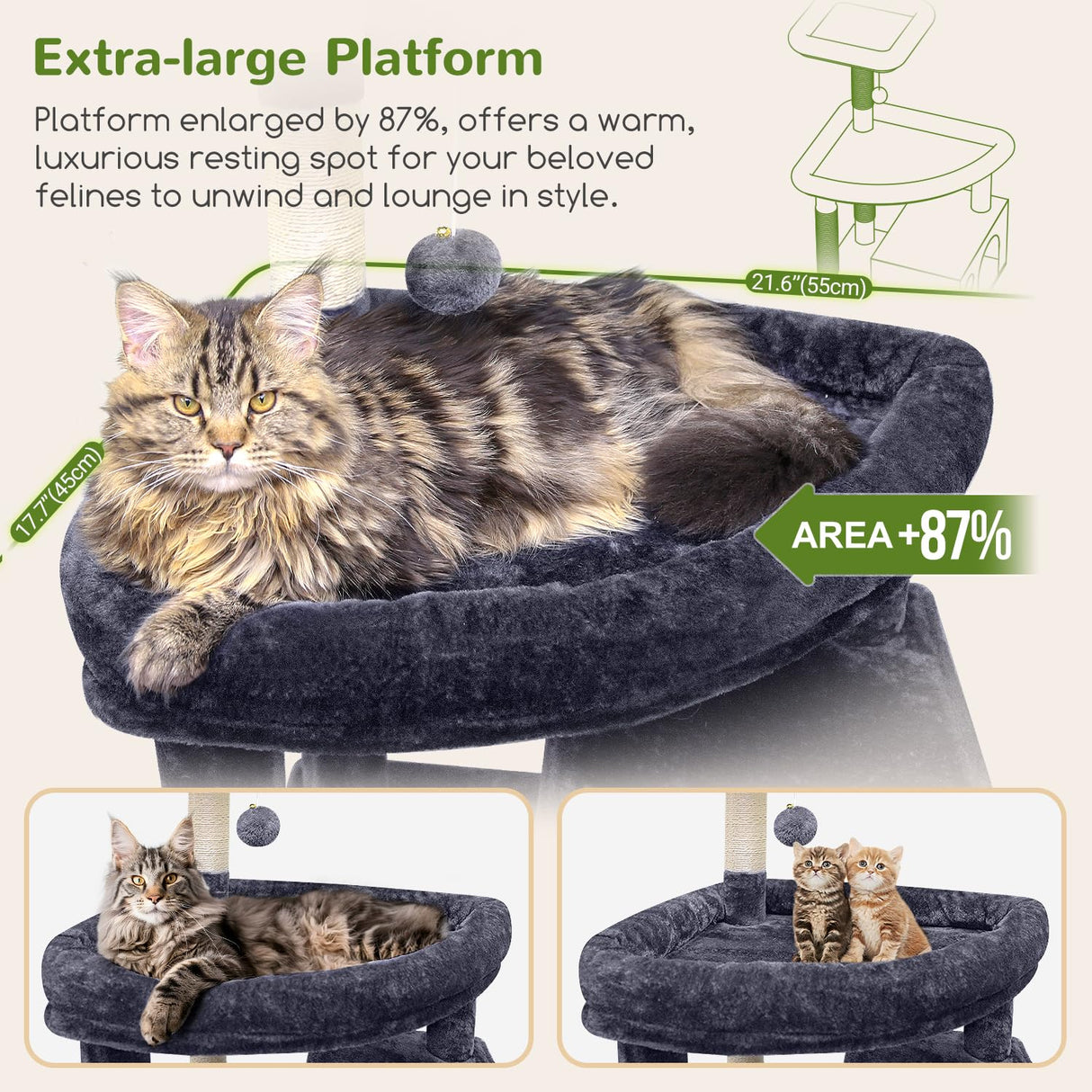 Globlazer F83 Giant Cat Tree, 83 inch Cat Tree for Indoor Cats Large Adult, XXL Cat Tower with 9 Scratching Posts for 20lb+ Heavy Duty Large Adult Cats, Dark Grey Globlazer