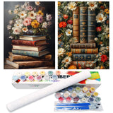 2 Pack Flower Paint by Numbers Kit for Adults, Book Paint by Numbers for Adults, DIY Adult Painting by Numbers Beginners on Canvas Acrylic for Home Wall Art Decor 12x16Inch (Rolled Package) Mandun
