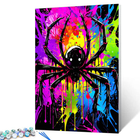 Tucocoo Black Spider Paint by Numbers Kits 16x20inch Canvas DIY Digital Oil Painting for Adults with Brushes and Acrylic Pigment-Colorful Graffiti Animal Picture for Home Decor Gifts (Without Frame) Tucocoo