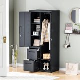 Anxxsu Metal Storage Cabinets Locker, 67" Locker with Clothes Rod, Lockable Freestanding Wardrobe for Office, Home, School, Laundry Room, Gym (Black) Anxxsu