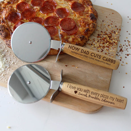 Personalized Pizza Slicer, Engraved Pizza Cutter, Custom Pizza Slicer, Wood Handle Pizza Slicer, Pizza Slicer, Father’s Day Gifts MYETCHEY