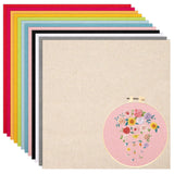 12 Sheets 12 Colors Linen Embroidery Fabric, Pre-Cut Natural Needlework Cloth Fabric, Embroidery Cloth Squares for Garment Craft (7.8x7.8Inch) Nitelemn