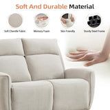 INZOY Manual Loveseat Recliner Sofa, Wall-Hugger 2 Seat Reclining Love Seat Couches, Chenille Fabric Reclinable Sofa Set, Double Seater Recliner Chair for Living Room, Office, Apartment, Beige INZOY