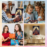 HEIBAGO Halloween Framed Paint by Numbers Kit for Adults, Castle Pumpkin Paint by Numbers for Beginner, Moon Adult Paint by Number Kits on Canvas, Painting by Numbers for Home Wall Decor 12 * 16 inch HEIBAGO