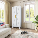 COFaR 5 Tier Metal Farmhouse Storage Cabinet with 2 Barn Door, 4 Adjustable Shelves and Legs, for Kitchen, Dining Room, Bathroom, Living Room, Office COFaR