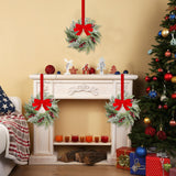 Barydat 18 Pcs Christmas Wreath Decorations Christmas Kitchen Cabinet Wreaths with Red Ribbon Mini Wreaths Farmhouse Decoration Artificial Hanging Garlands for Christmas Front Door Window Chair Wall Barydat
