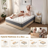 SNFPNE Full Size Mattress 12 Inch, Hybrid Memory Foam Mattress with Zoned Pocket Coils Support and Motion Isolation Design, Strengthen Edge Support,CertiPUR-US Certified, Medium Firm in a Box SNFPNE