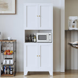 XIUSVON 69" High Bathroom Storage Cabinet, Modern Metal Pantry with Microwave Stand, Freestanding Linen Storage, Kitchen Hutch, Coffee Bar Hutch, Food Buffet Cabinet for Dining & Living Room XIUSVON