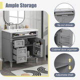 Virubi 30" Bathroom Vanity with Single Sink Combo, Modern Undermount Bathroom Sink Cabinet with 2 Drawers and a Tip-Out Drawer, Freestanding Bathroom Vanities, Soft Closing, Solid Wood Frame Virubi