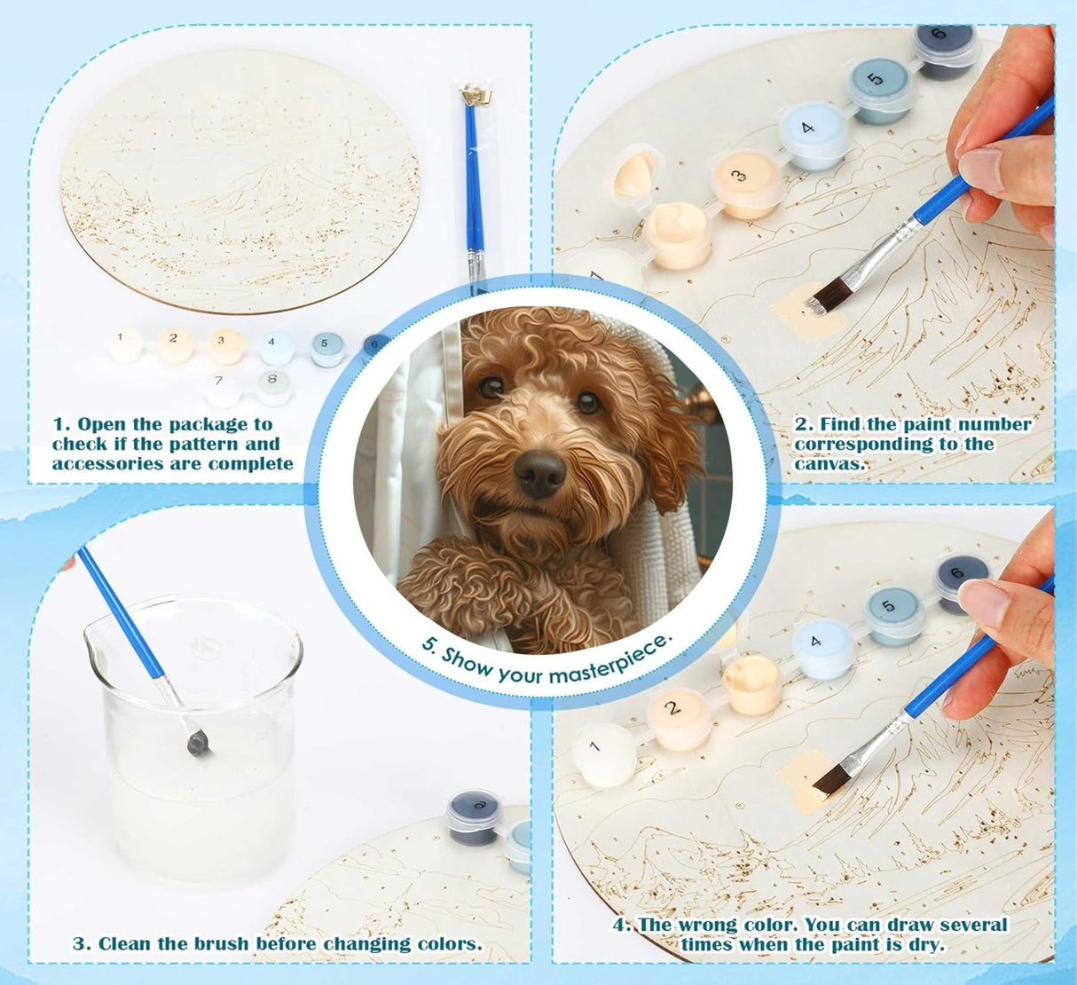 2Pcs Paint by Number Kit 16x20inch Adults Cute Curly Dog Bathroom Scenes DIY Painting Set with Pre - Numbered Canvas, Funny Puppy Art for Home Decor Gift Generic