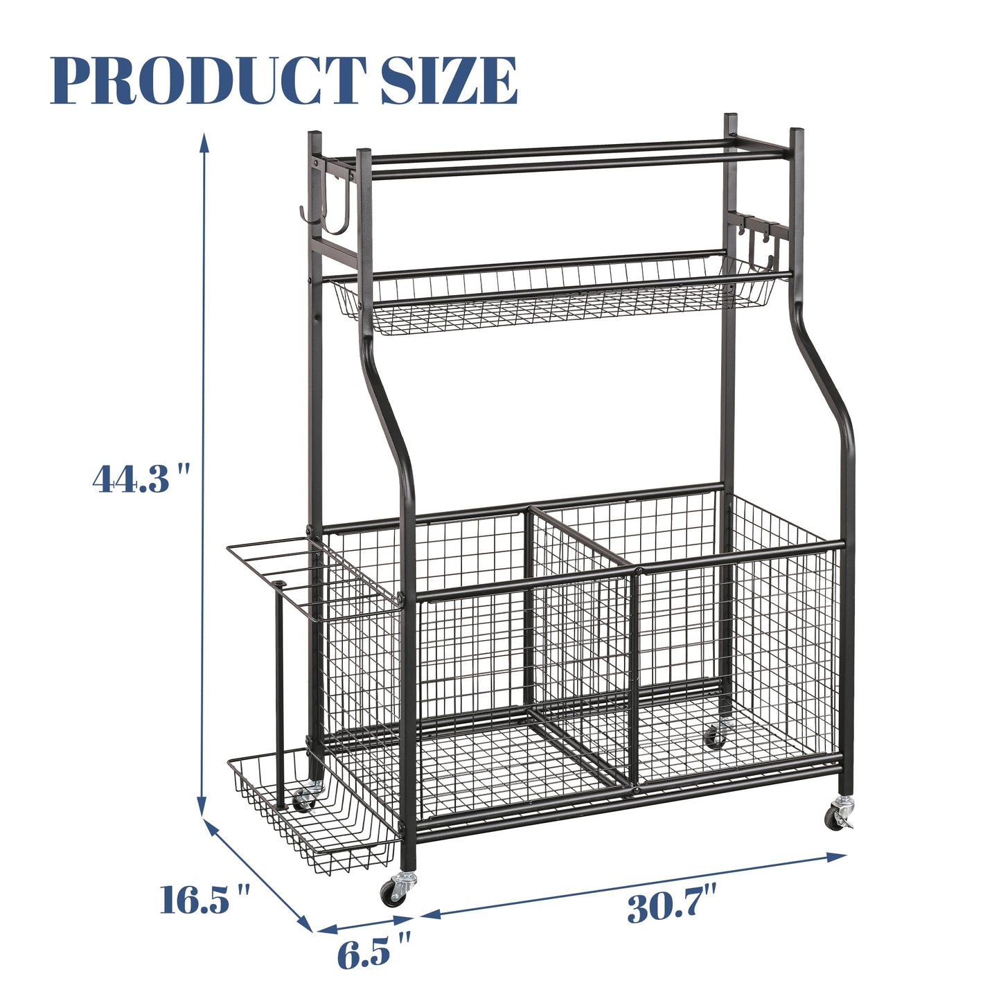 Mythinglogic Sports Equipment Garage Organizer,Garage Ball Storage for Sports Gear and Toys, Rolling Ball Cart with Wheels for Indoor/Outdoor Use