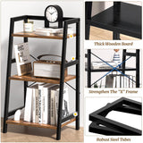 3-Tier Bookshelf, Ladder Shelf, Industrial Bookcase with Steel Frame, Metal Small Bookcase, Stand up Shelves for Living Room, Home Office, Kitchen, Bedroom, Industrial Style（Rustic Brown & Black） Homedawn