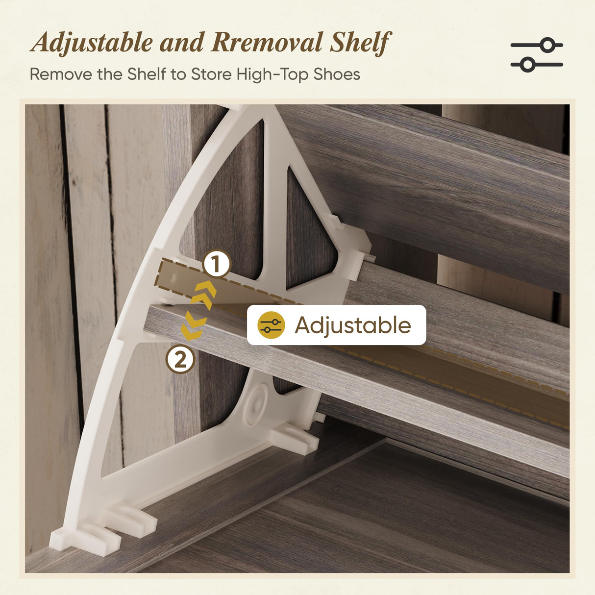 Semiocthome Farmhouse Shoe Storage Cabinet with 2 Flip Drawers, 31.5"(W) Freestanding Shoe Organizer with Barn Door and Metal Handles for Entryway, Corner Rustic Narrow Shoe Rack Cabinet - Washed Gray Semiocthome