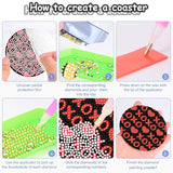 8 Pieces Heart Diamond Coasters Kits with Holder DIY Heart Diamond Art Coaster Coaster for Adults Diamond Kits Supplies for Valentine's Day Gift Demonwer