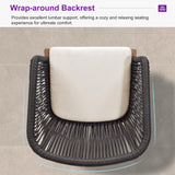 PURPLE LEAF 2 Pieces Outdoor Dining Chair All-Weather Wicker Aluminum Frame Patio Dining Chair for Lawn Garden Backyard Deck with Cushion Teak Armchair PURPLE LEAF