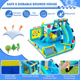 FINCOME Bounce House Double Slides for Kids 3-12, Large Bounce Castle with Air Blower 550W, Pool, Jumping, Climbing, Balls, Ring Toss, Inflatable Water Park for Birthday Party Holiday Outdoor Indoor FINCOME