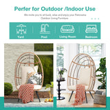Patiorama Wicker Egg Chair Outdoor Indoor, Rattan Lounge Chair for Outside w/Legs Cushion, Basket Wicker Chair for Bedroom Living Room Front Porch Backyard Garden 350 lbs Capacity (Creamy White) Patiorama