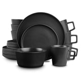 Stone Lain Coupe Dinnerware Set, Service For 4, Black Matte Stone Lain