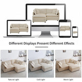 Tmsan 76.7" Deep Seat Cloud Loveseat Sofa Sectional Couch with Ottoman, Large 2 Seater Modular L Shaped Sofa, Comfy Chenille Love Seat for Living Room Bedroom Apartment Office, Light Coffee Tmsan