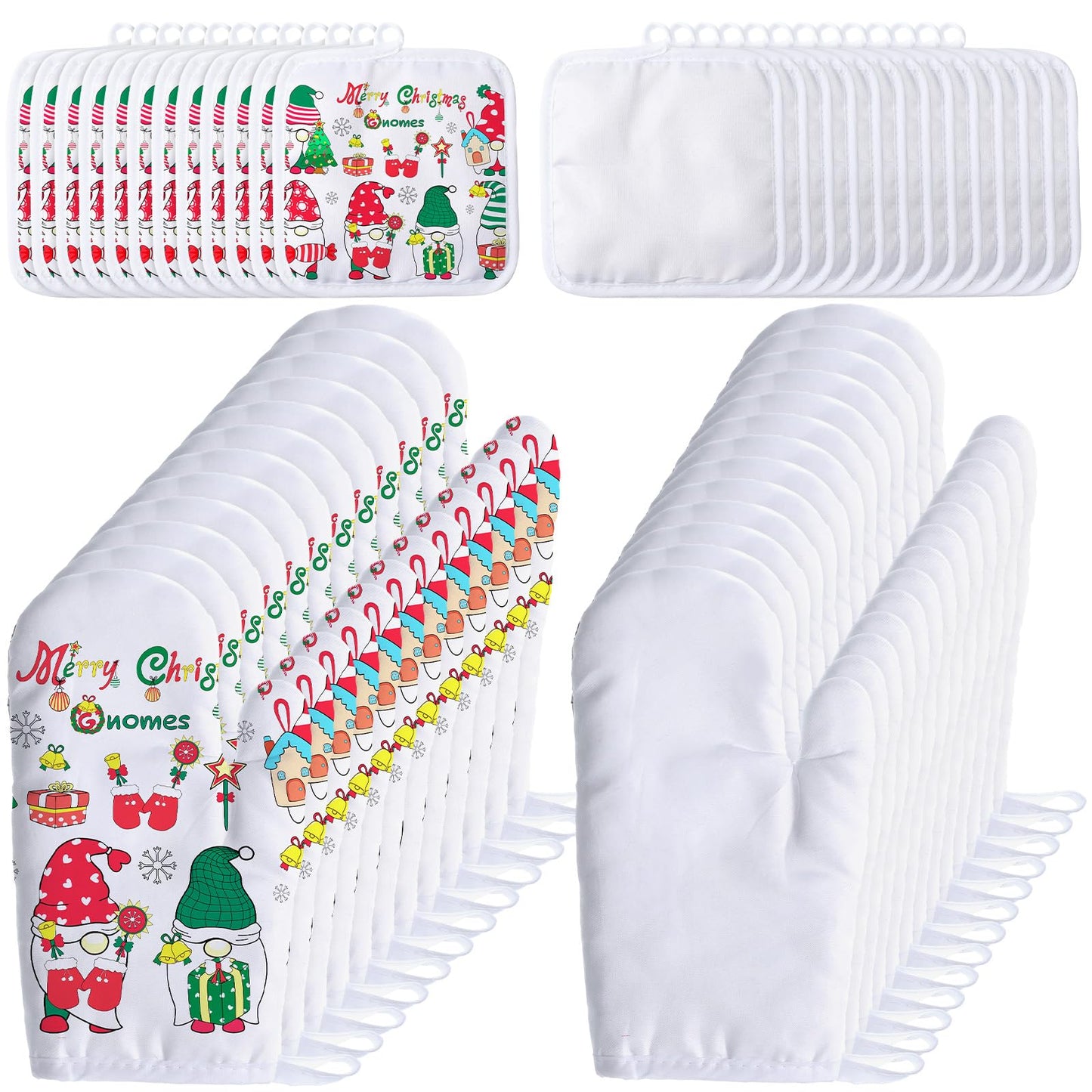 50 Pieces Blank Sublimation Oven Mitts Set Include Blank Sublimation Heat Resistance Oven Gloves and Blank Sublimation Pot Holders for DIY Kitchen Dining Room Accessories