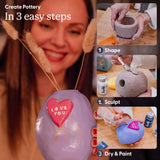 Sculpd - The Original Pottery Starter Kit - Complete Air Dry Clay Beginner Set for 2 Adults: Includes Sculpting Tools, Gloss Varnish, Paint Brushes, Guide, Video Tutorials & More - Gift, Arts Crafts Sculpd