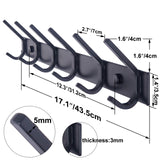 WEBI Coat Rack Wall Mounted,17-1/8 Inch Coat Hooks for Hanging Coats,Heavy Duty Metal Hook Rack Rail with 6 Double Dual Hooks Coat Hanger Wall Mount for Clothes Jacket,Black,2 Packs WEBI