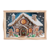 JISHSHAY Diamond Art Serving Tray Diamond Painting Food Tray Gem Art Serving Platter Gem Painting Mosaic Kits for Adults DIY Kits for Adults, with Handle 20×30cm/7.87×11.81in, Christmas Winter House JISHSHAY