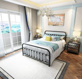 NEEBIRGELIA Black Metal Bed Frame Queen Size with Headboard and Footboard Single Platform Mattress Base,Metal Tube and Iron-Art Bed（Queen,Black） NEEBIRGELIA