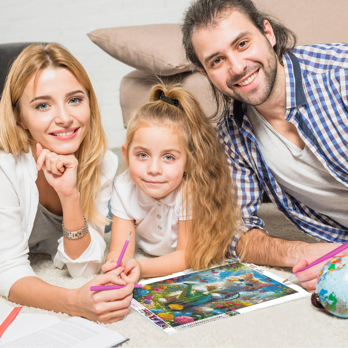 DPHERO DIY Cat Diamond Painting Kits for Adults,5D Flowers Diamond Art Kits for Beginners,Round Full Drill Kitten Diamond Painting Art,DIY Painting by Numbers Diamond Art Painting 12x16 inch DPHERO