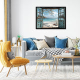 DAZZLEDOTS Diamond Art Kits for Adults, Window Beach Diamond Painting 5D Seaside Diamond Art Kits for Beginners DIY Full Drill Paint by Diamonds Dot Ocean Gem Art for Home Wall Decor 16 x 12 Inch DAZZLEDOTS