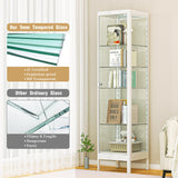 Desirable Life 5-Tier Glass Display Cabinet with 13 Color LED Lights & Lock, 63" Curio Cabinet with Glass Doors & Adjustable Shelves, Lighted Display Case for Collectibles Figures Trophy - White Desirable Life