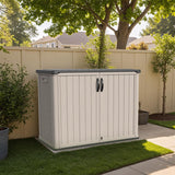 Patiowell 26 cu.ft Plastic Outdoor Storage Shed, Lockable Waterproof Resin Outdoor Storage Cabinet Tool Shed for Garden Tools, Garbage Cans, Pool Supplies, Beige(Not Include Shelves) Patiowell