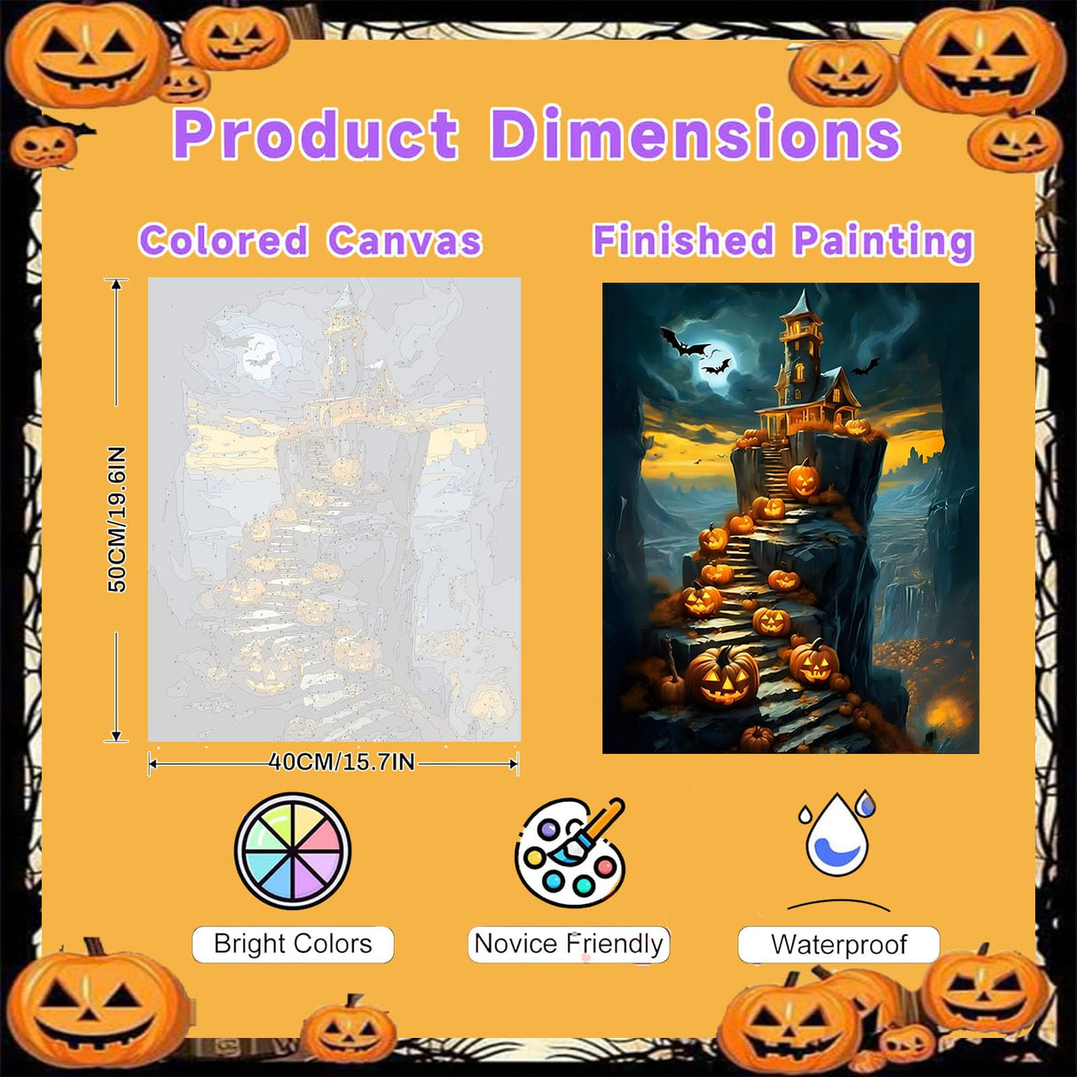 cviokrdu Halloween Paint by Numbers Kit for Adults - Castles Adult Paint by Number Kits Without Frame, DIY Halloween Oil Painting for Gift Home Wall Decor (16x20inch) cviokrdu