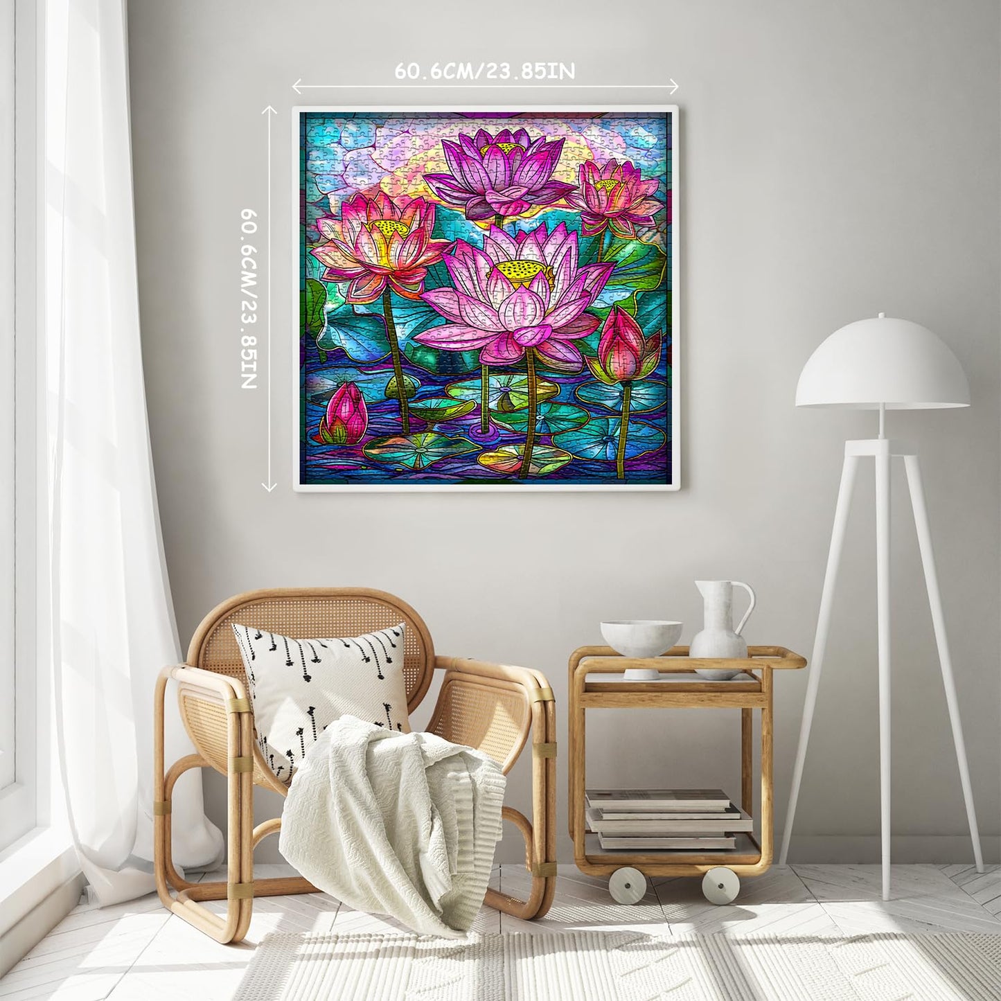 Stained Glass Puzzles for Adults 1000 Pieces, Lotus Flower Puzzle Art, Impossible Hard Challenging Puzzles for Adults, Colorful Floral Stained Glass Jigsaw Puzzle Waterlily