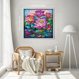 Stained Glass Puzzles for Adults 1000 Pieces, Lotus Flower Puzzle Art, Impossible Hard Challenging Puzzles for Adults, Colorful Floral Stained Glass Jigsaw Puzzle Waterlily PICKFORU