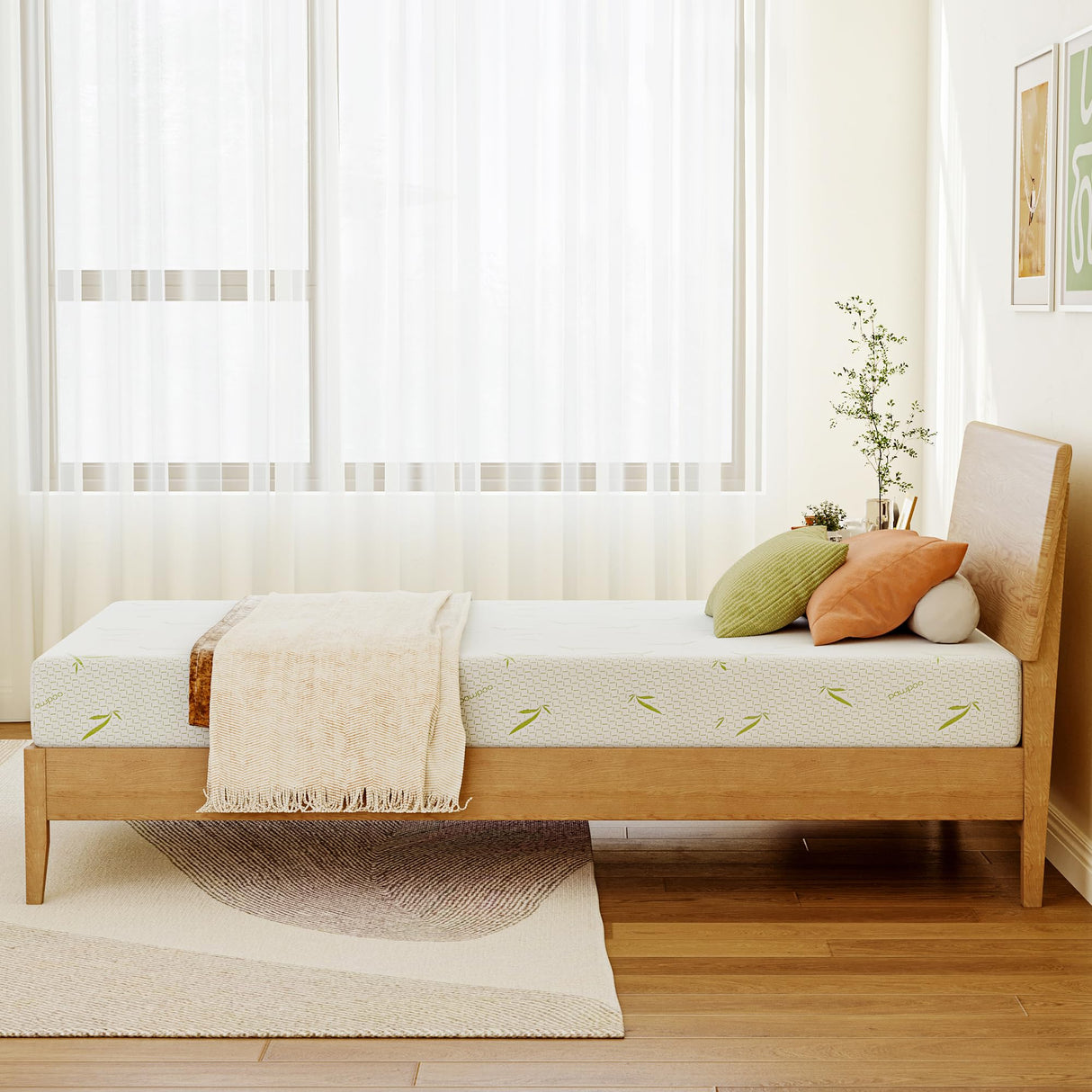 Dyonery 8 Inch Twin Memory Foam Mattress for Kids, Cooling Green Tea Gel Mattress in a Box, Rayon Mattress for Breathable Sleep, Made in USA, Certipur-Us Certified, Medium Mattress, 38x75x8” Dyonery