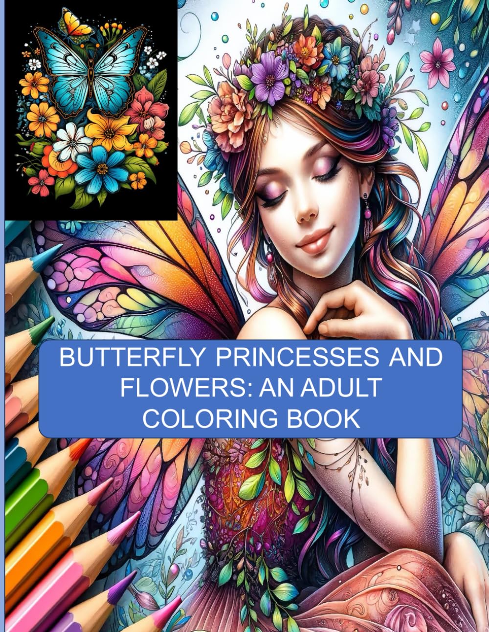BUTTERFLY PRINCESSES AND FLOWERS: AN ADULT COLORING BOOK WITH 50 INSPIRATIONAL AND PEACEFUL DESIGNS Majosta
