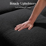 Best Choice Products 77" Mid Century Modern Boucle Loveseat Sofa, Couch, Convertible Sofa Sleeper Bed w/Real Wood, Removable Armrest - Midnight Black Best Choice Products