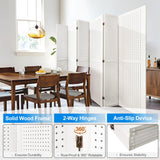 Grungis 6 Panel Room Divider with Pegboard Display 5.6FT Wood PegBoard Room Dividers, Folding Privacy Screens Portable Freestanding Partition Wall Divider for Art Shows & Room Separation, White Grungis